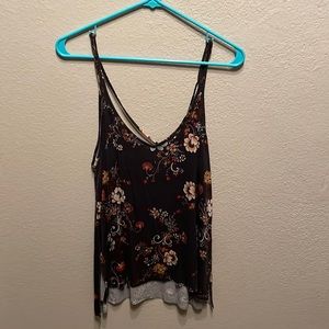 Cross cross back floral tank top
